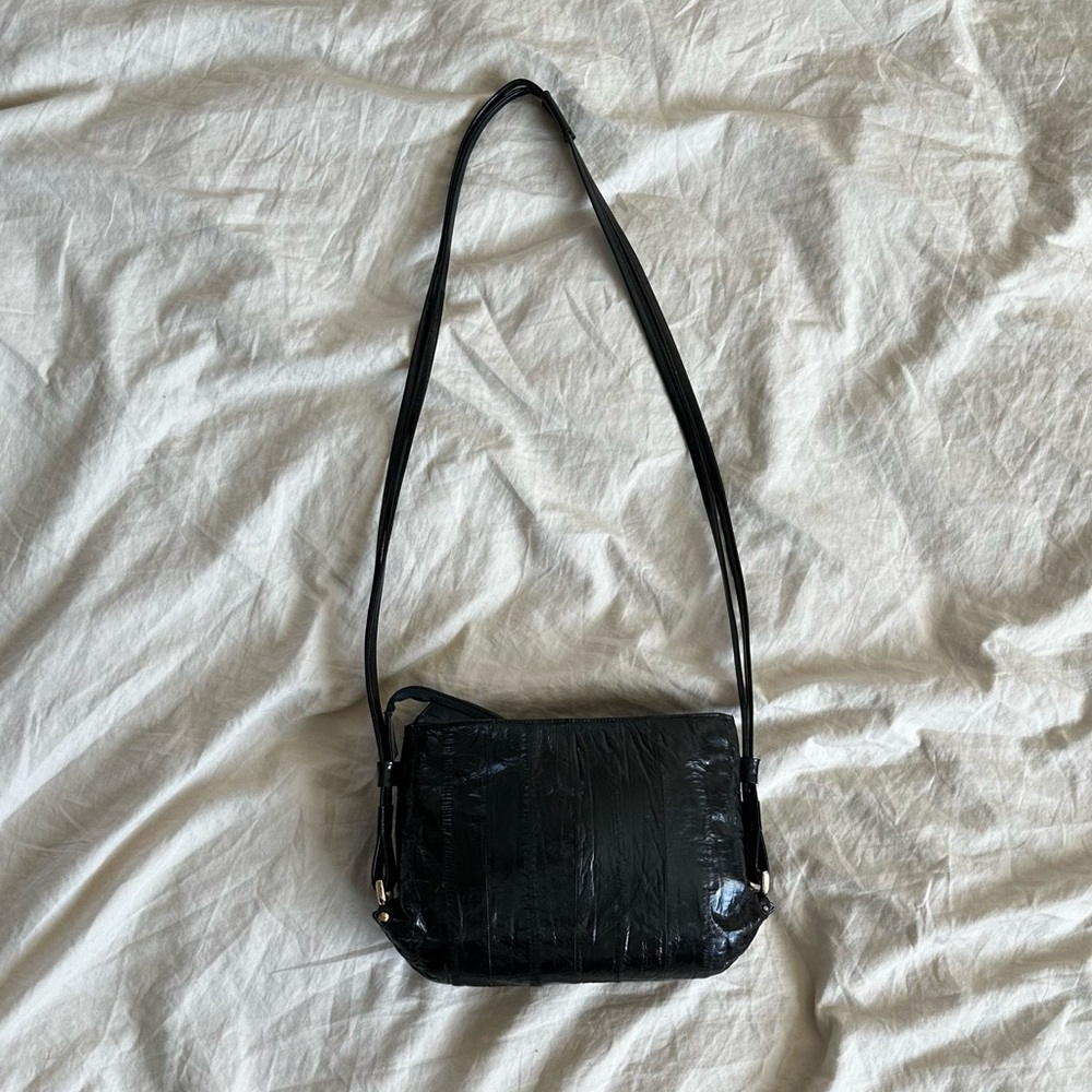 VINTAGE Exotic Genuine Eel Skin Leather Shoulder Bag Purse Sophisticated Small